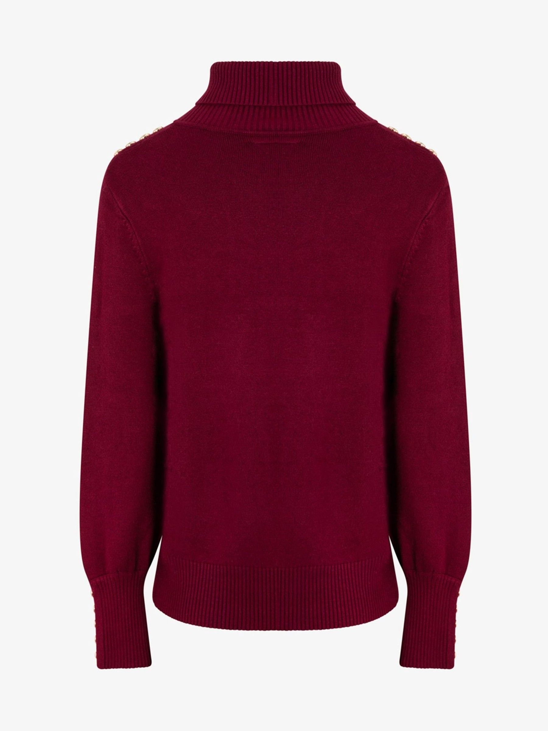 Rood - The Little Tailor Luxe gebreide kersttrui met knoopsluiting