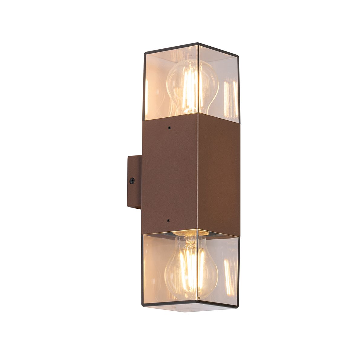 Buiten wandlamp roestbruin met smoke kap 2-lichts IP44 - Denmark