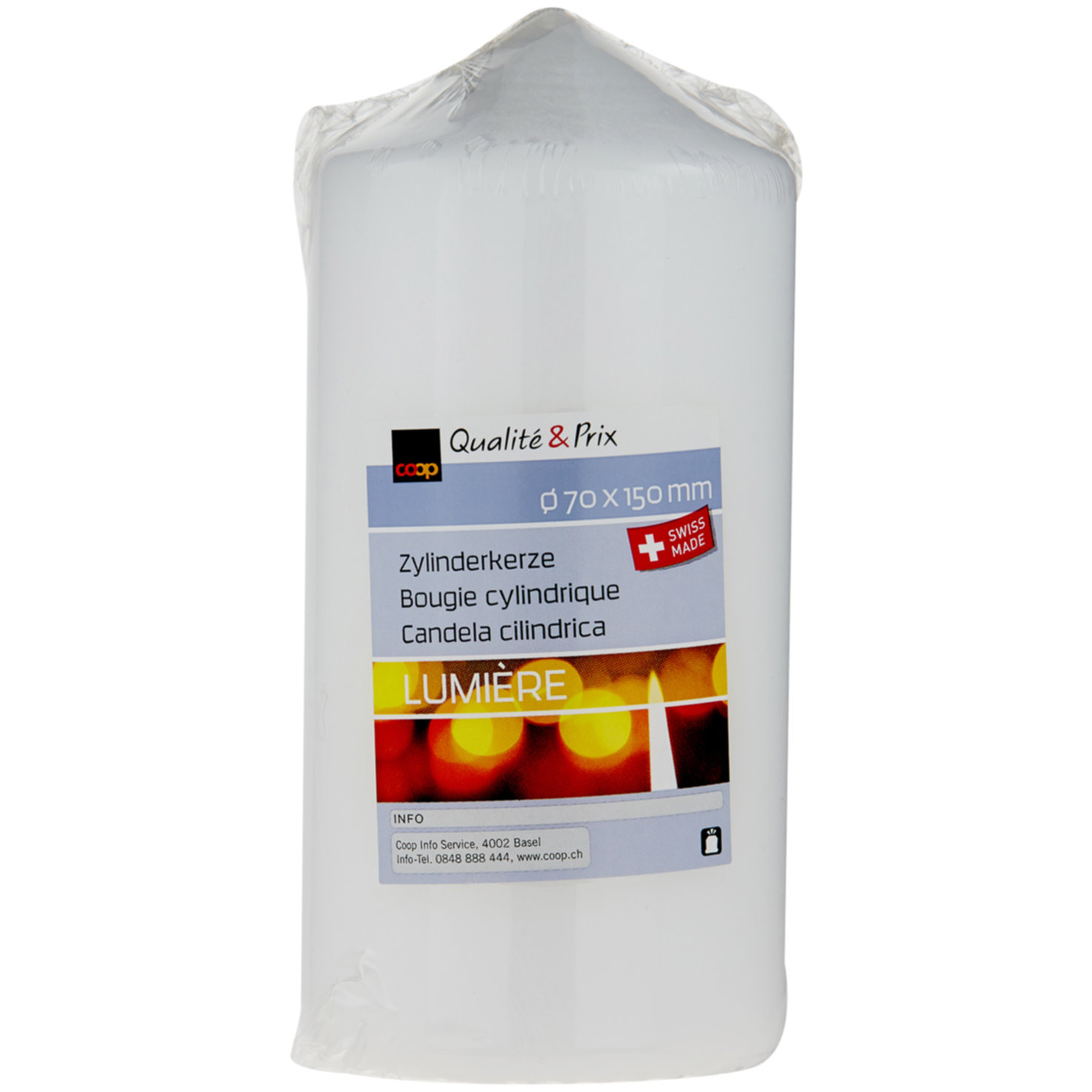 Zylinderkerze 70x150mm weiss