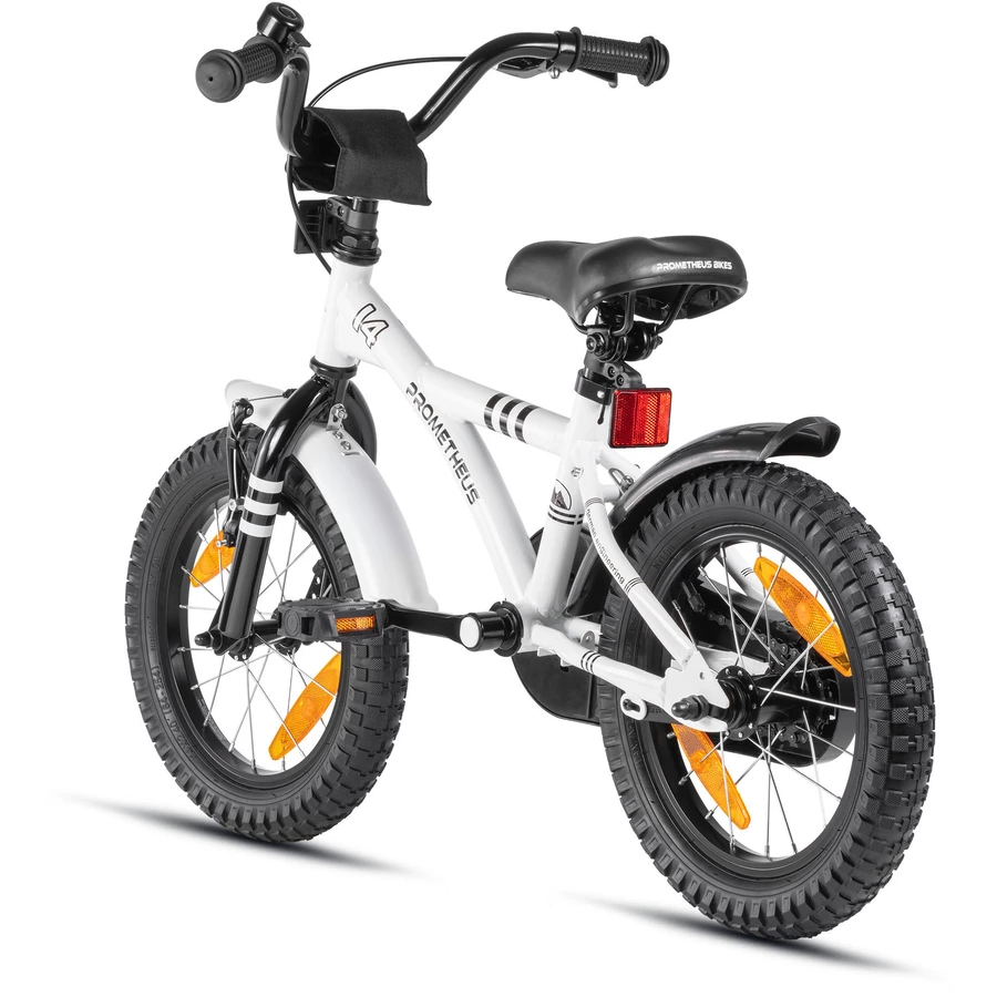 PROMETHEUS BICYCLES® Kinderfahrrad 14, Weiß-Schwarz mit Stützrädern