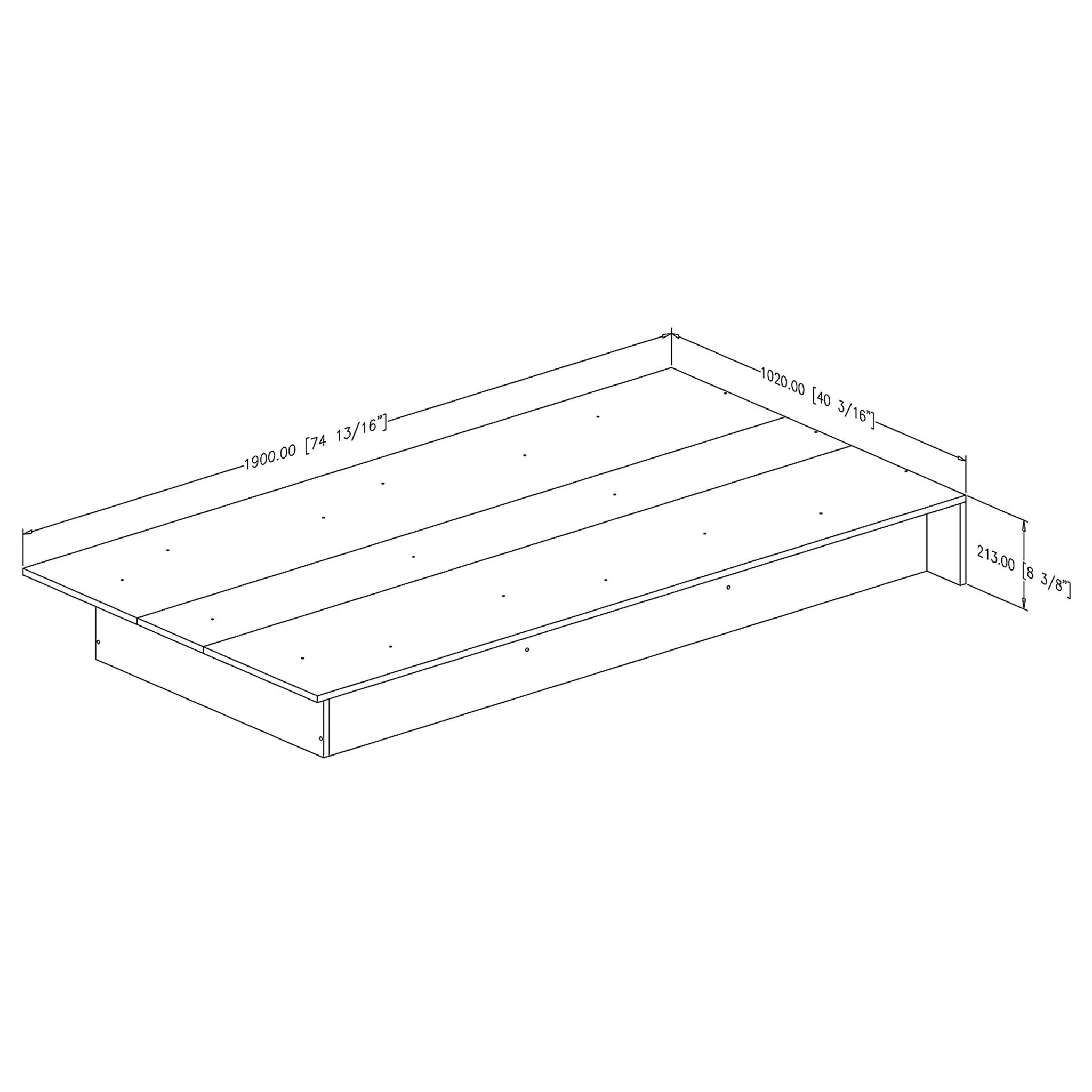 South Shore Lit Simple plateforme - Libra Chêne gris