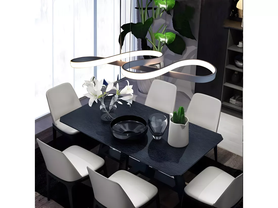 NETTLIFE Suspension LED Blanc 47W Diam.75cm Aluminium Dimmable Salon Blanc Chambre Salle à Manger Lampe Moderne Hauteur Réglable pour Cuisine