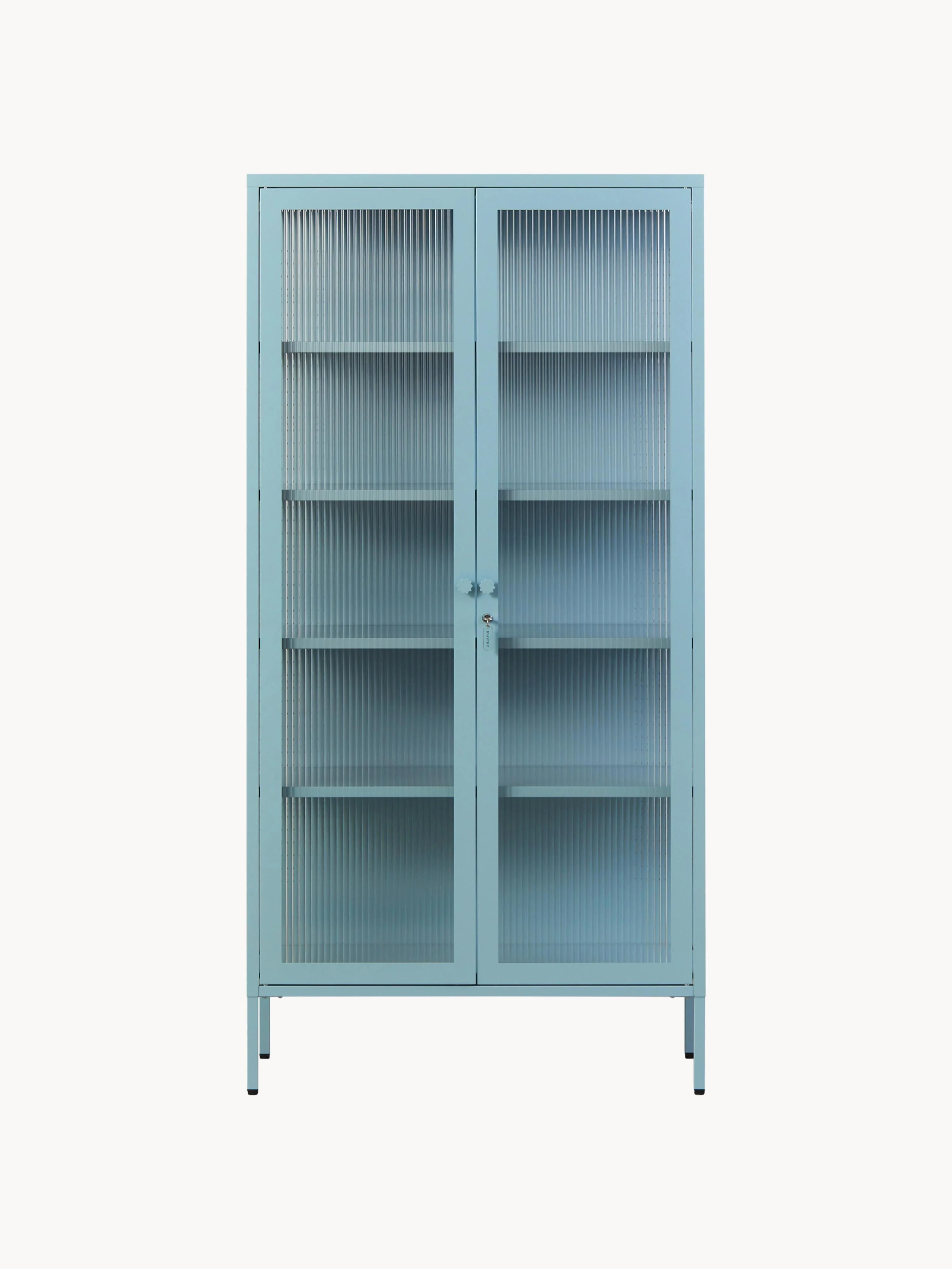 Metalen vitrinekast The Collector met geribbeld glas