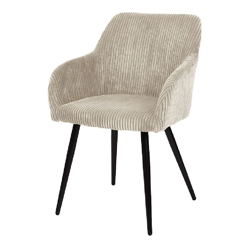 Fauteuil Celia bois et polyester côtelé beige