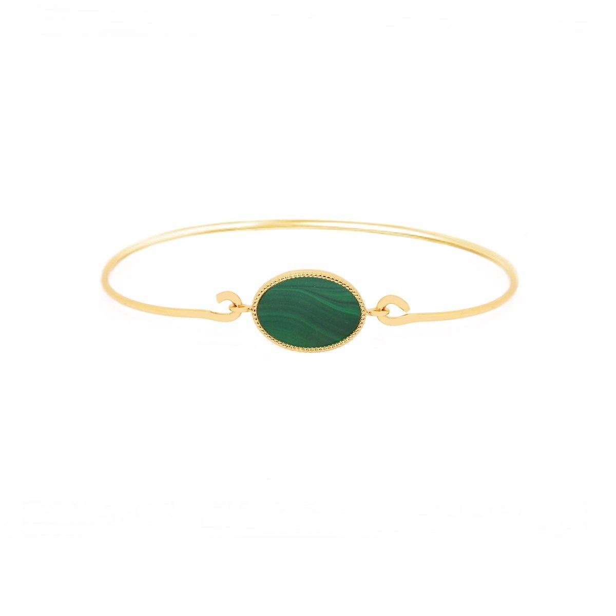 Jonc pierre malachite doré à l'or fin 24k FRIDA