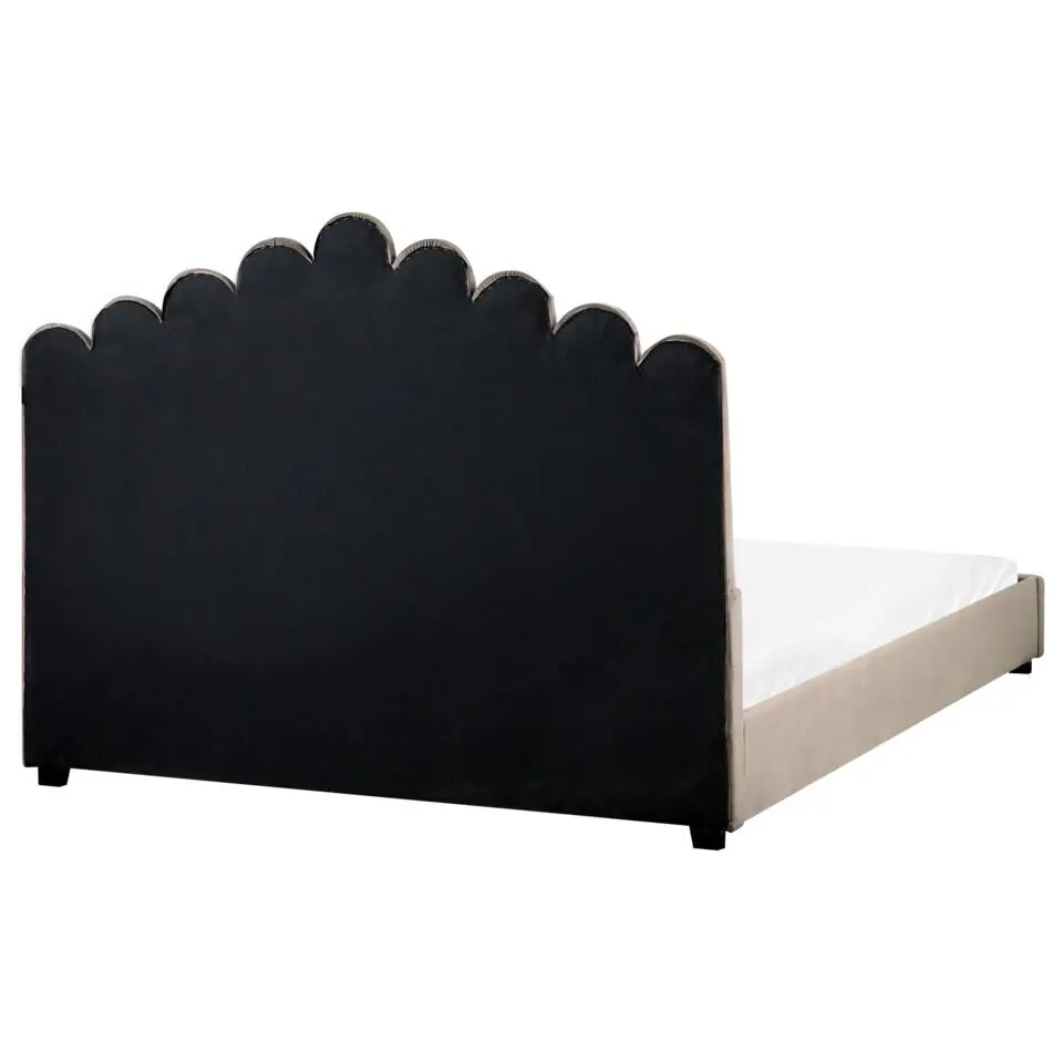 VINCENNES - Bed - Taupe - 160 x 200 cm - Fluweel