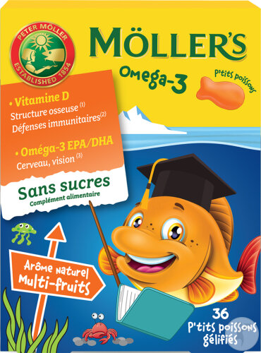 Moller's Oméga-3 P'tits Poissons Multifruit 36 Gommes