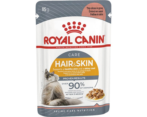 ROYAL CANIN Canin Hair & Skin natvoer voor katten in jus, ter ondersteuning van een gezonde huid en een glanzende vacht, in jus, 85 g
