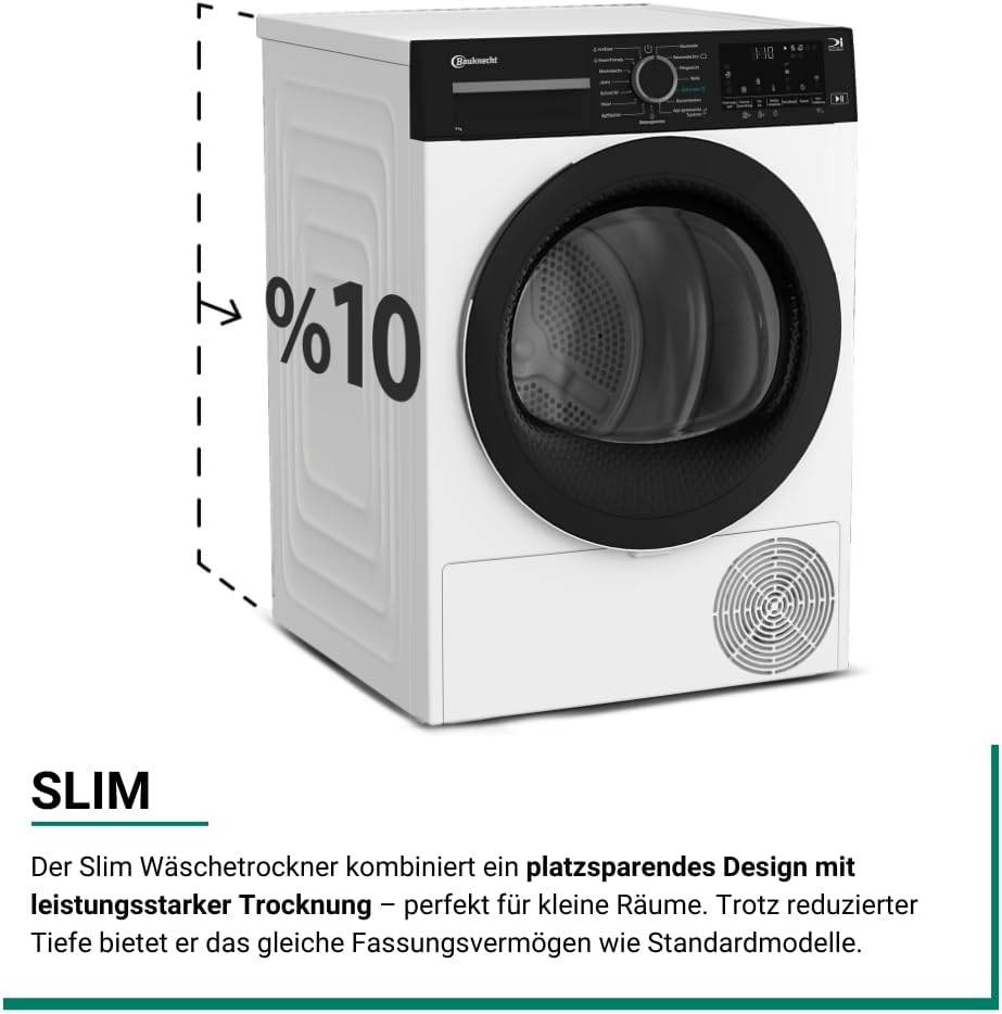 Bauknecht BT 7RC WW Wärmepumpentrockner /7 kg/EEK C/Precision Dry - Intelligentes Trocknen/Slim Wäschetrockner, weiss