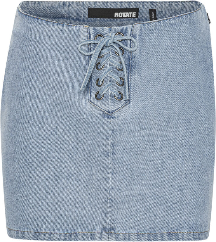 ROTATE Birger Christensen Denim Laced Mini Skirt Light blue denim