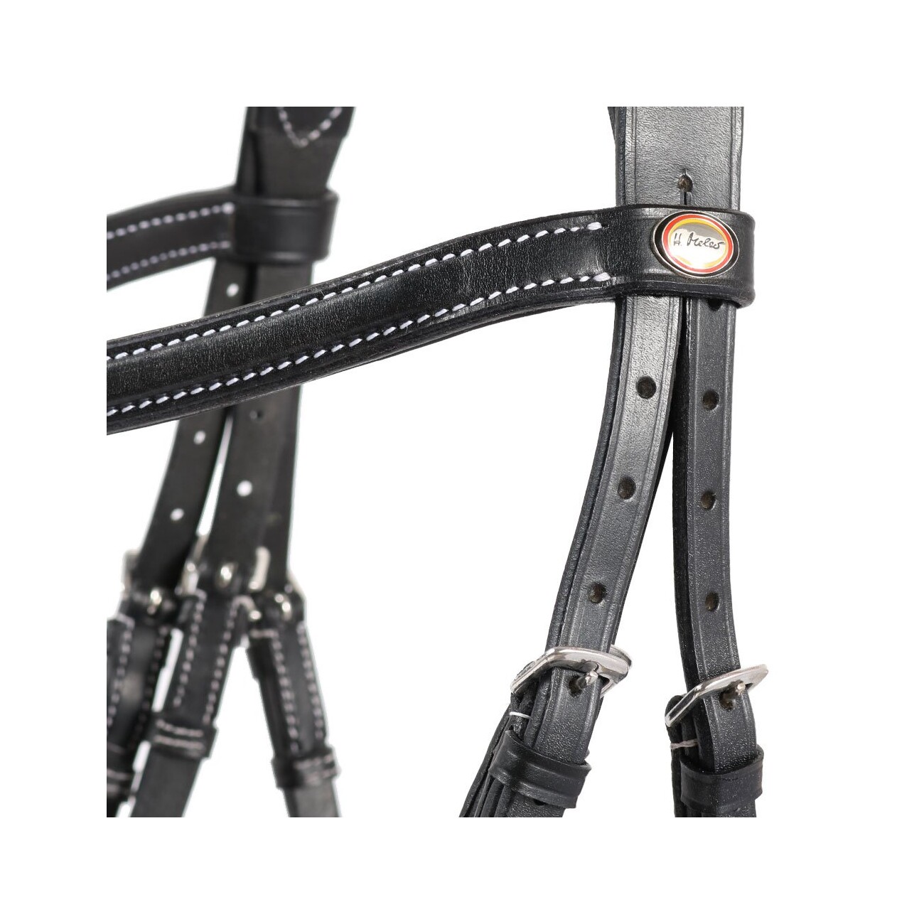 Hans Melzer Horse Equipment Hans Melzer Trense Rüspel schwarz/silber hannoversches Reithalfter