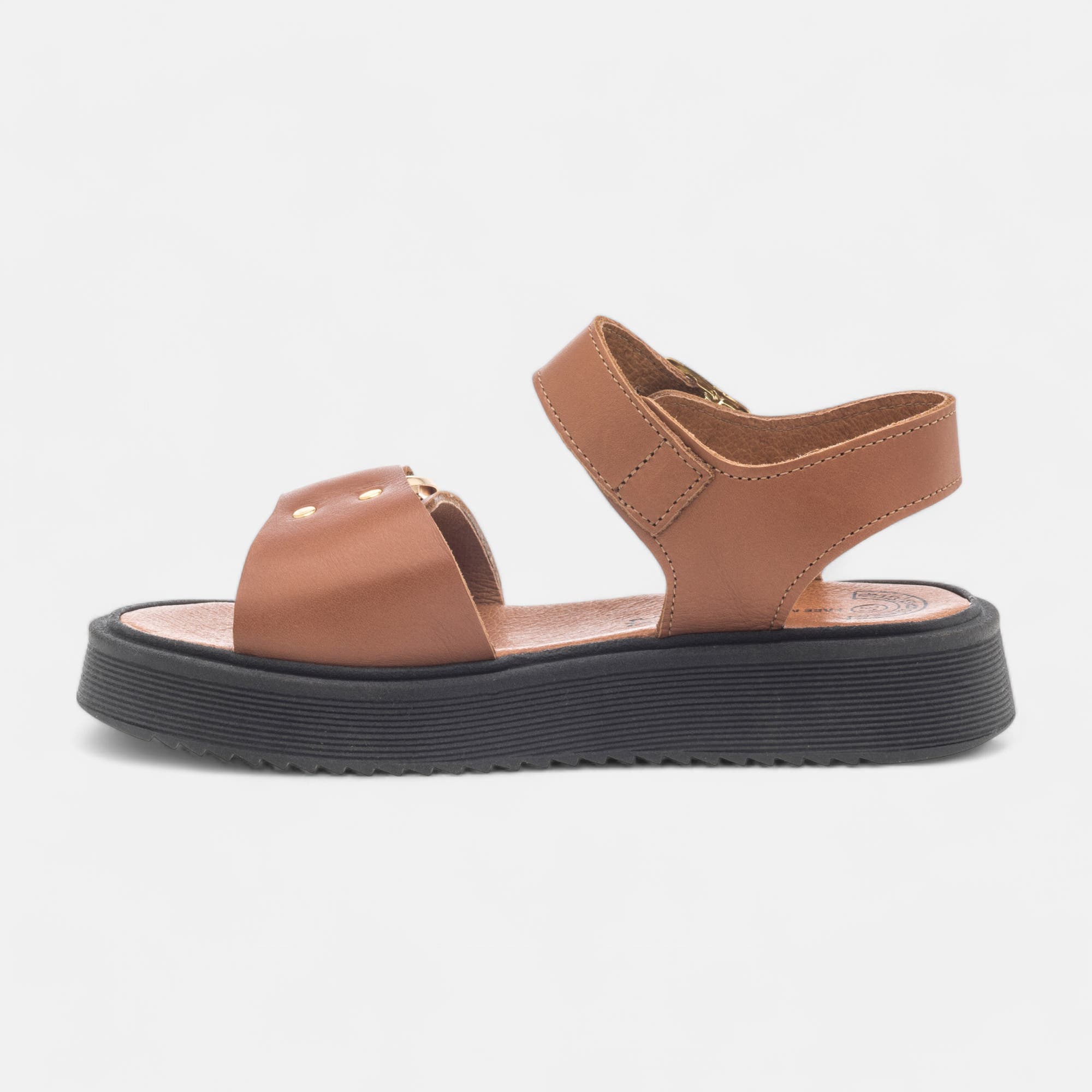 Sandales Fille en cuir cognac
