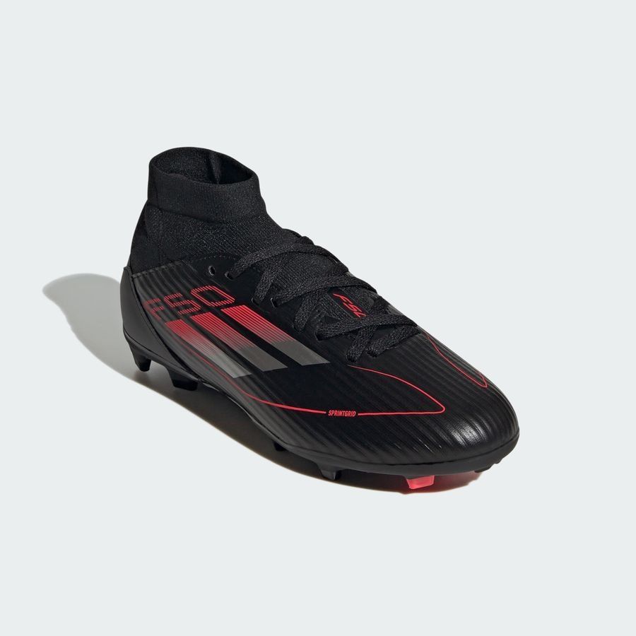 adidas F50 League Mid FG/AG Stealth Victory - Noir/Argenté/Lucid Red Enfant