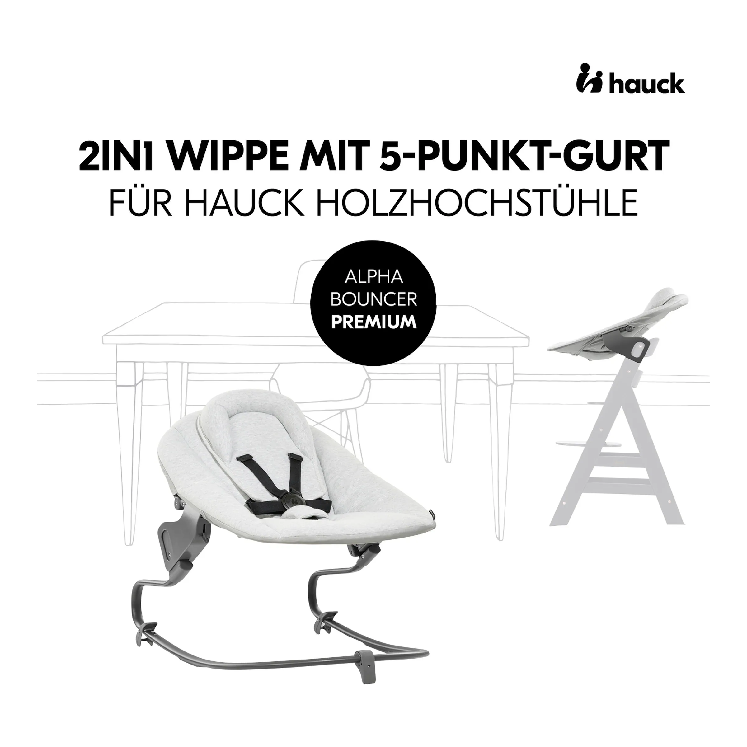 Hauck Babywippe Bouncer Premium für Alpha und Beta Light Grey
