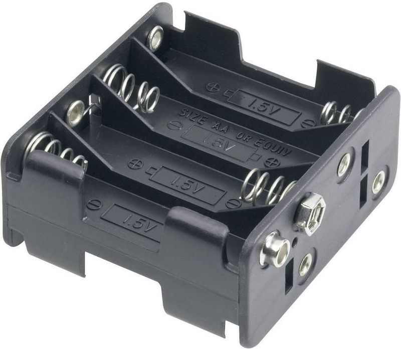 Batterijhouder - Zwart - Voor 8 AA-batterijen - Push-on Bevestiging