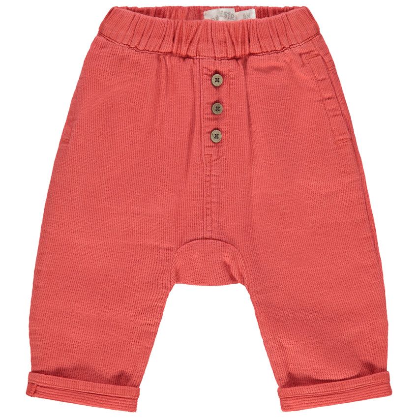 Pantalon en maille à boutons fantaisie - Corail