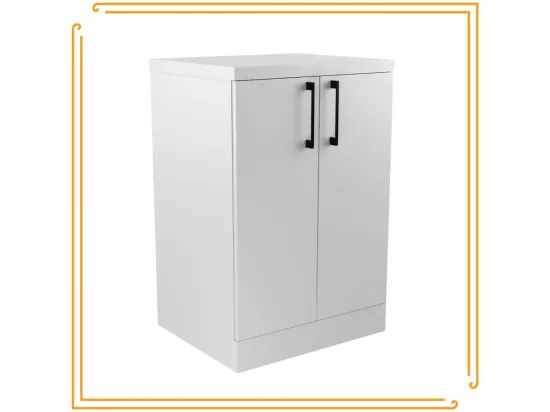 Armoire de salle de bain debout 50cm Commode Étagère Sous Lavabo Blanc