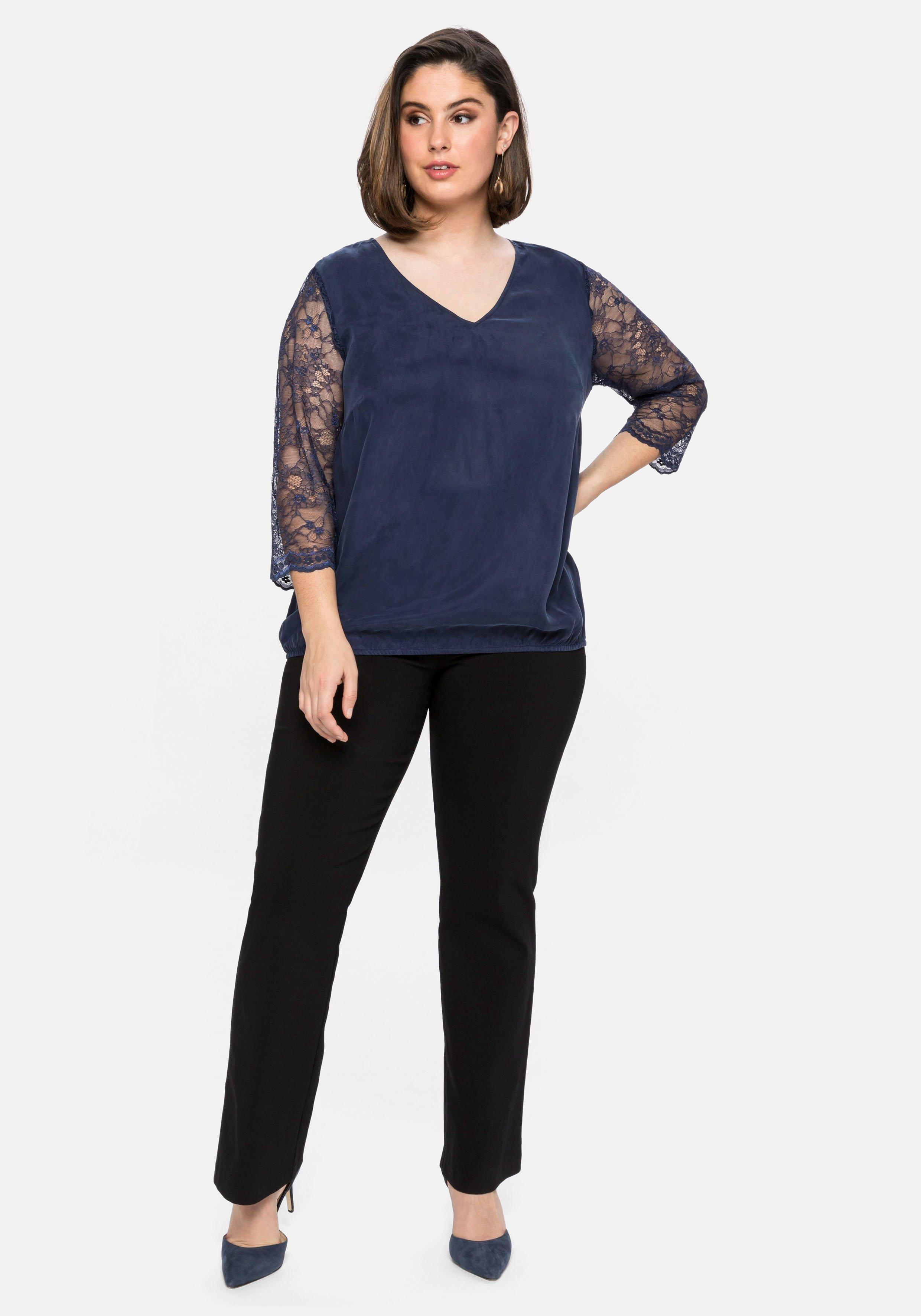 Tunika mit 3/4-Arm aus Two-Tone-Spitze