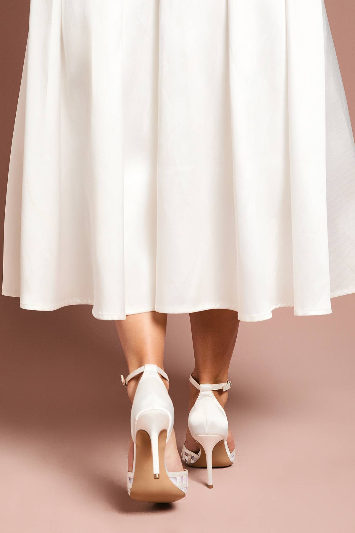 Coast Escarpins de Mariée Sophia en Satin et Détail Mesh à Talon Stiletto Haut