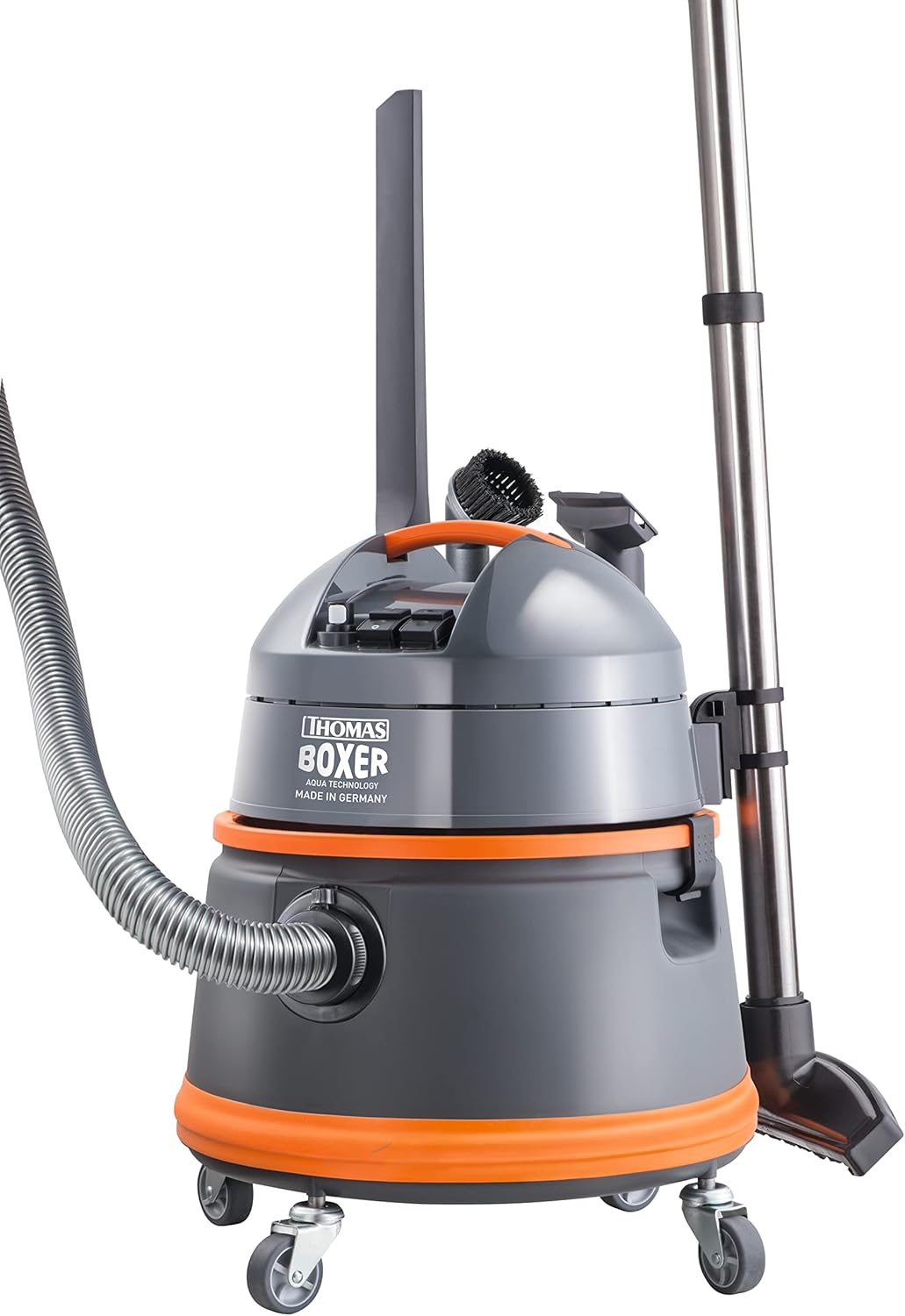 THOMAS Boxer 788119 robuster und leistungsstarker Nass-Trocken Waschsauger, 1400 W, 4 Bar, grau/orange, 490/390/390