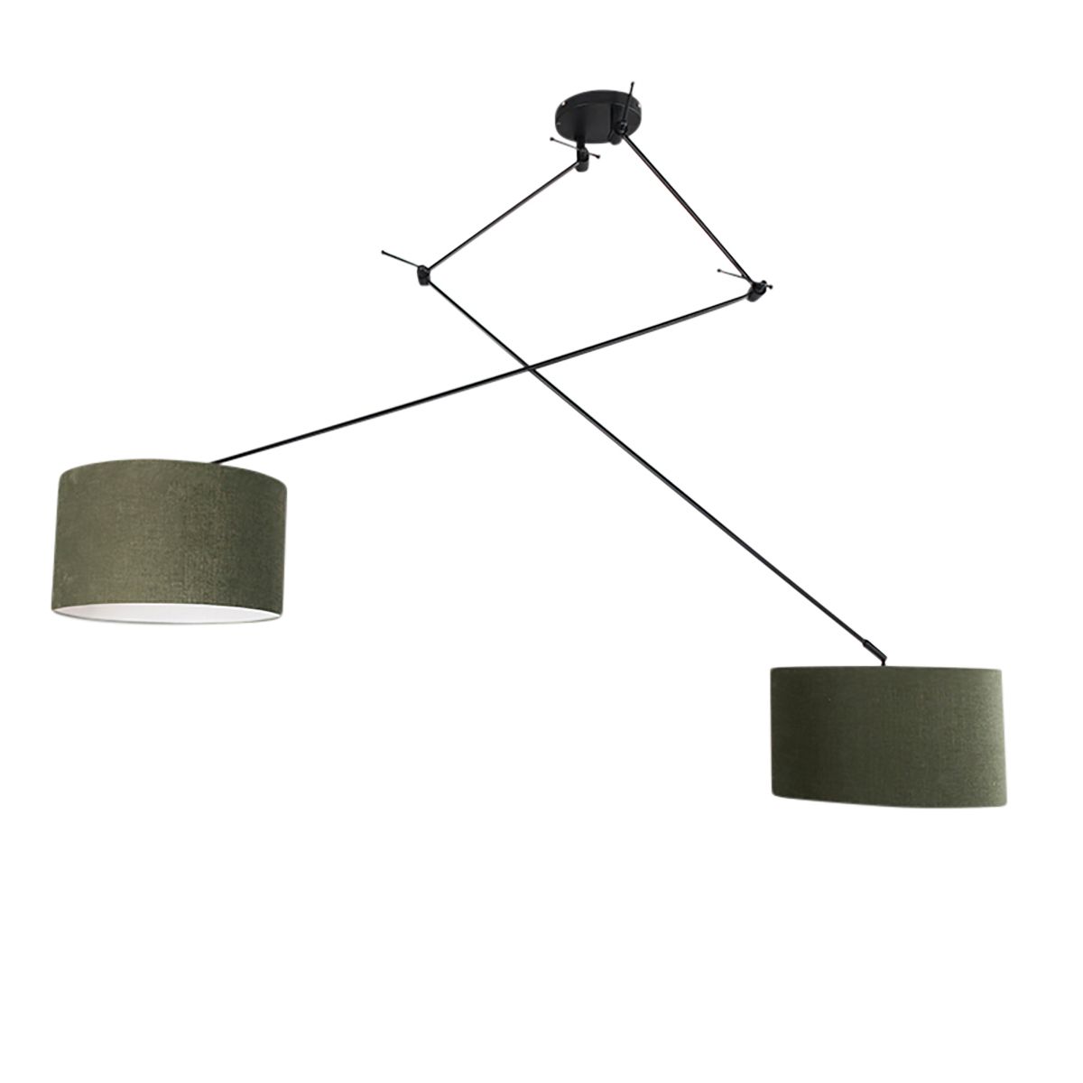 Smart hanglamp zwart met kap 35 cm groen incl. 2 Wifi A60 - Blitz