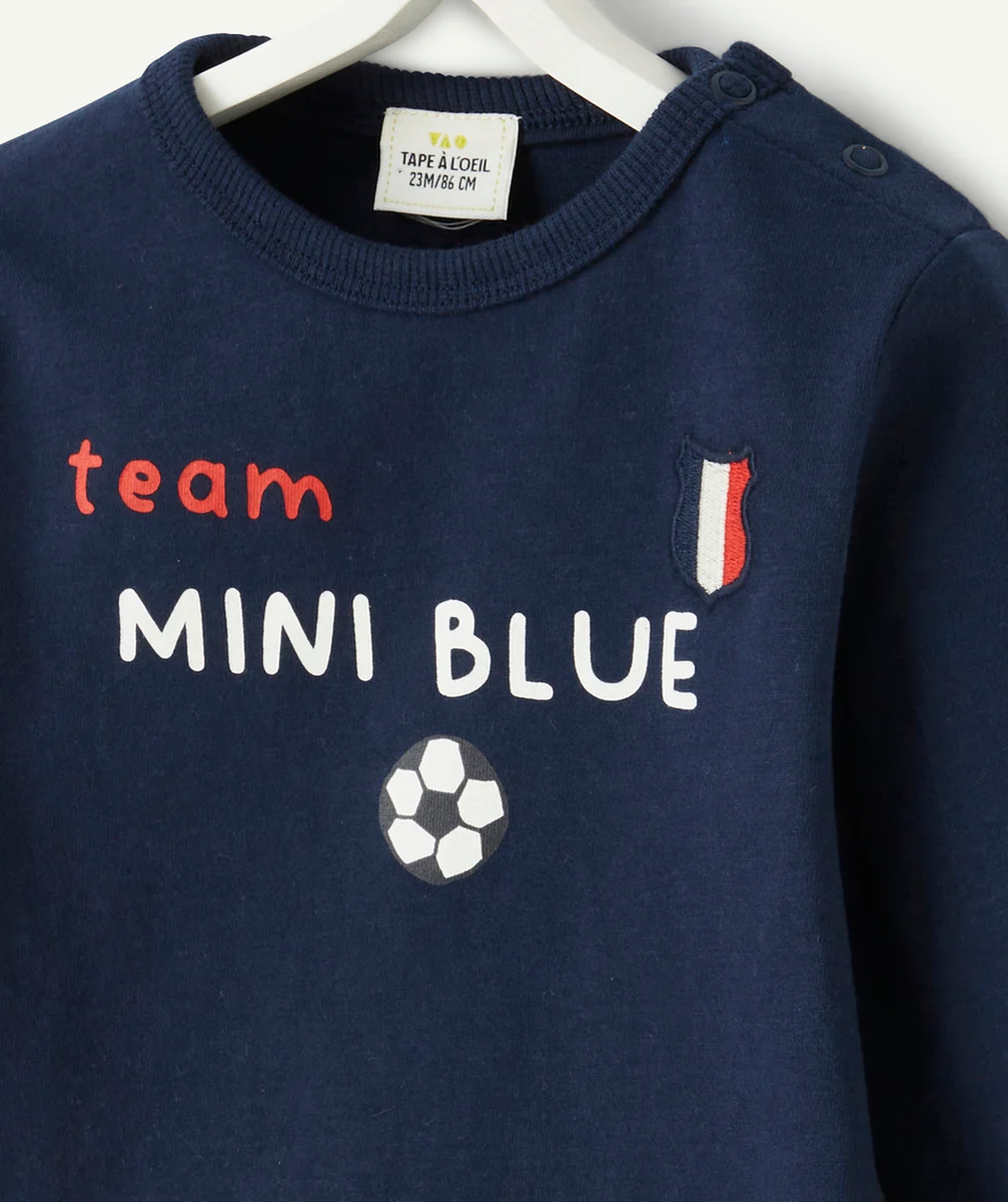 T-SHIRT BÉBÉ GARÇON EN COTON BIO BLEU MARINE THÈME FOOTBALL