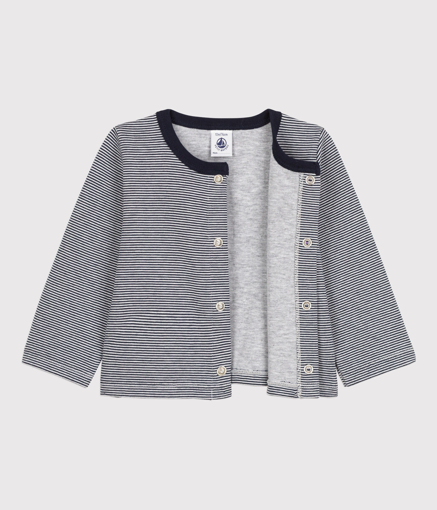 Cardigan bébé rayé milleraies en jersey épais