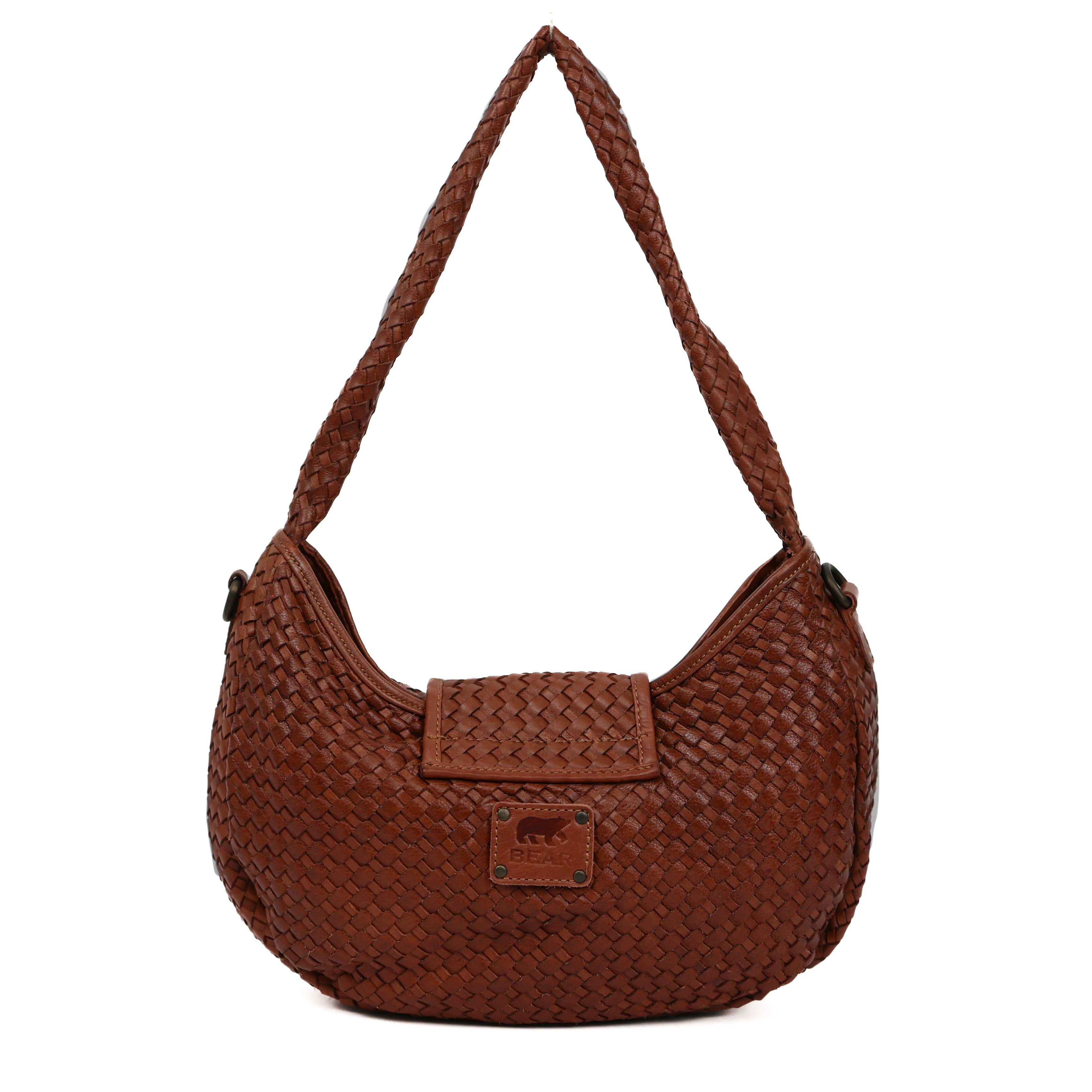 Gevlochten buideltasje 'Amelie' cognac Cognac