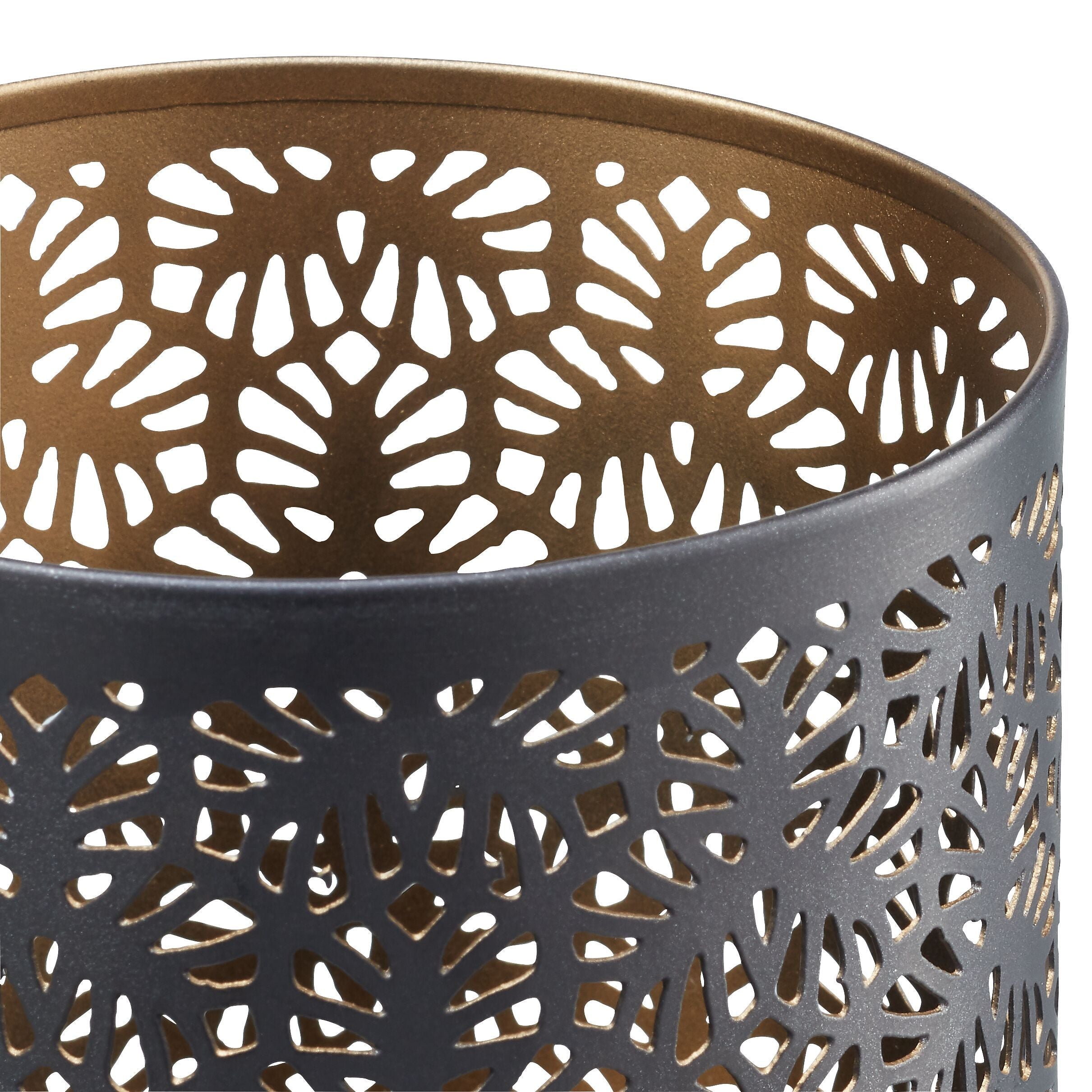 CATHRIN Windlicht - Gold, Schwarz / B: 15.0 cm x T: 15.0 cm x H: 11.0 cm