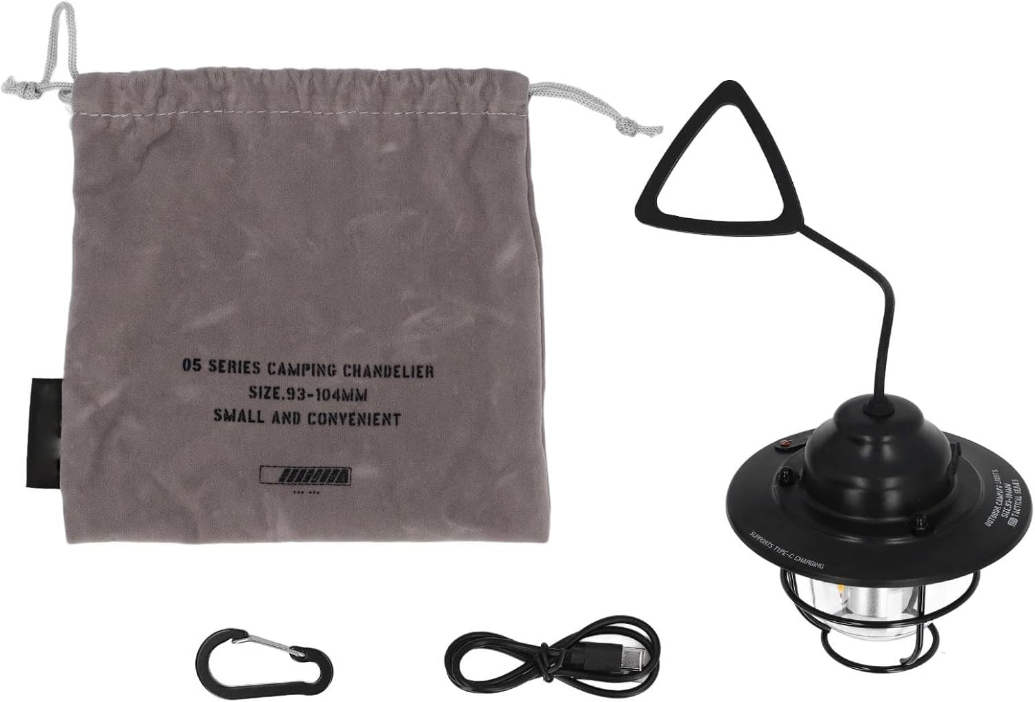 USB LED Retro Outdoor Hängelampe Camping Laterne Spritzwassergeschützt IPX4   2000mAh Akku - Schwarz