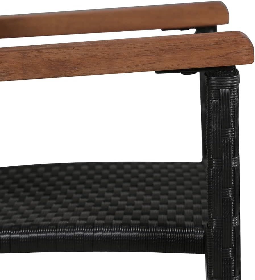 vidaXL Terrasse Essgruppe 5-teilig, Esstisch Set mit Holz Tischplatte Outdoor Möbel Set für Garten Balkon Poly Rattan und Akazienholz Schwarz