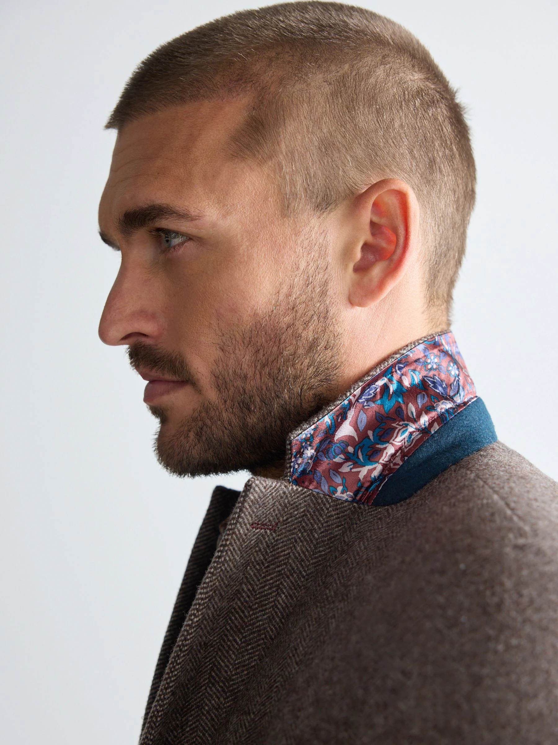 Taupe bruin - Normale Pasvorm - Signature Nova Fides Blazer van wolblend met visgraatmotief