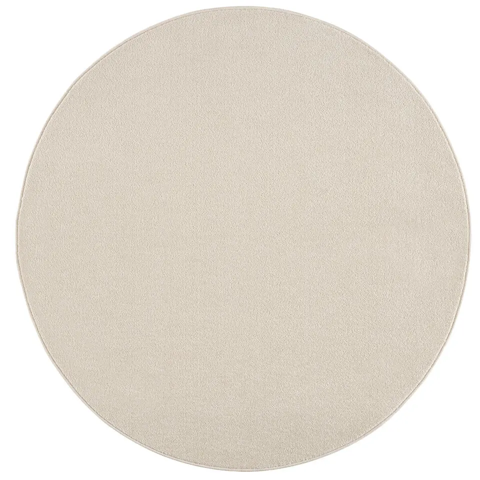 Uni Rond Effen Laagpolig Vloerkleed Modern Creme - 150 CM ROND