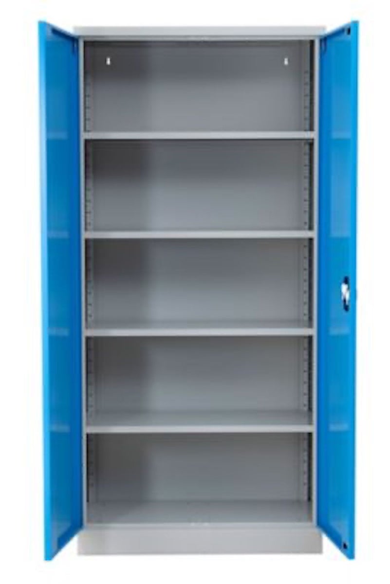 PROREGAL Stalen kast Bee 4 planken HxBxD 195 x 92 x 60 cm Gepoedercoat en versterkt plankmateriaal Grijs en lichtblauw