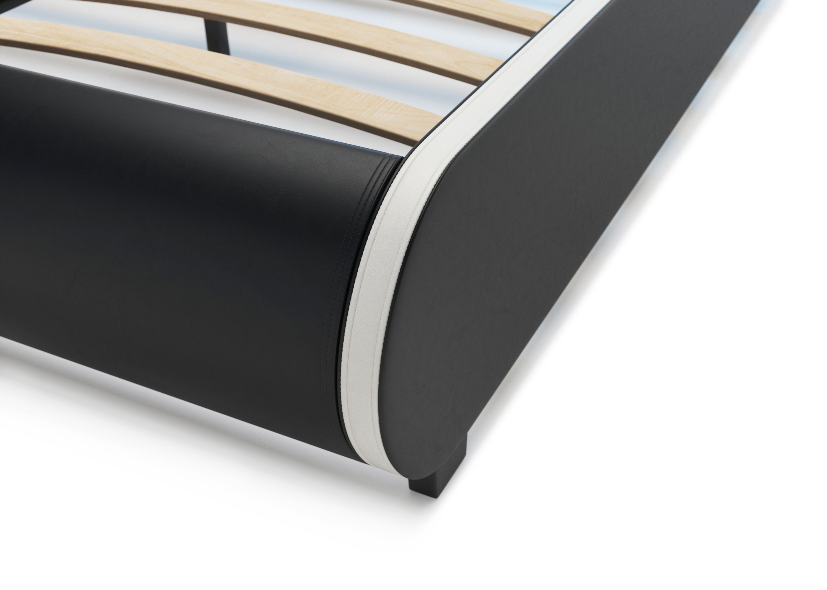 Lederbett LED SIESTA 140 x 200 cm schwarz