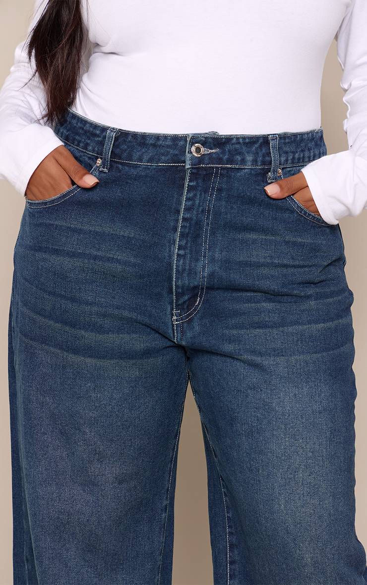 Bleu Indigo Jean Grande Taille Jambe Large