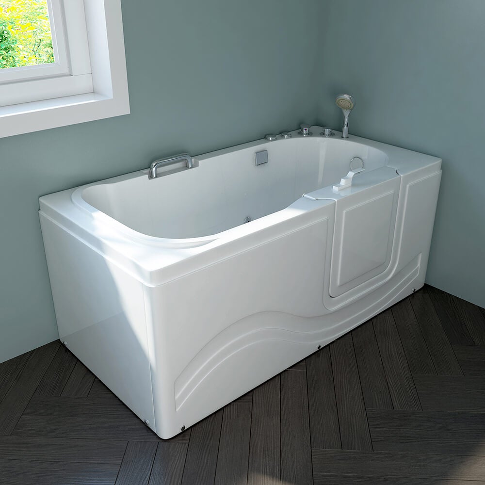 Home Deluxe - Seniorenbad incl. Whirlpool - VITAL M Rechts - Afmetingen: 153 x 76 x 64 cm - incl. complete accessoires | Bad met deur, seniorenbad met instap, whirlpool baden