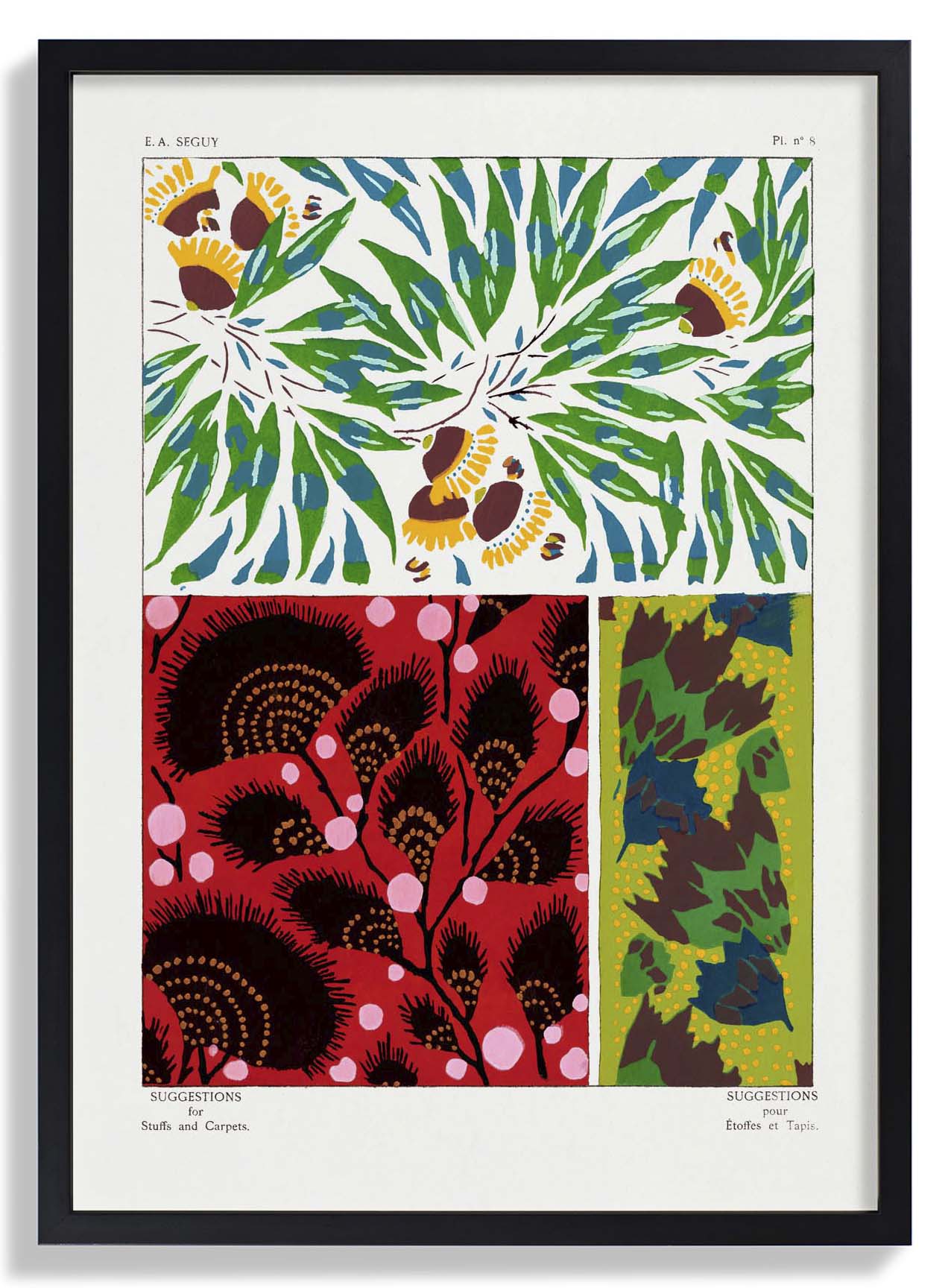 Vintage Blumenmuster Platte Nr 08 von E.A. Séguy