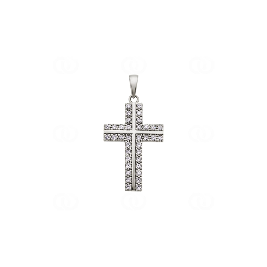 Anhänger 750/18 K Weissgold Kreuz mit Zirkonia