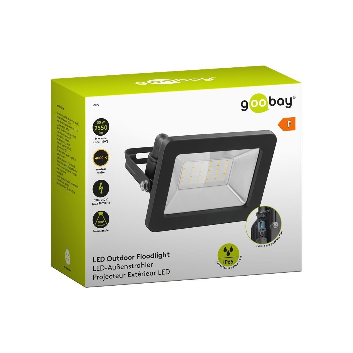 Goobay LED-spotlight for utendørs bruk, 30 W