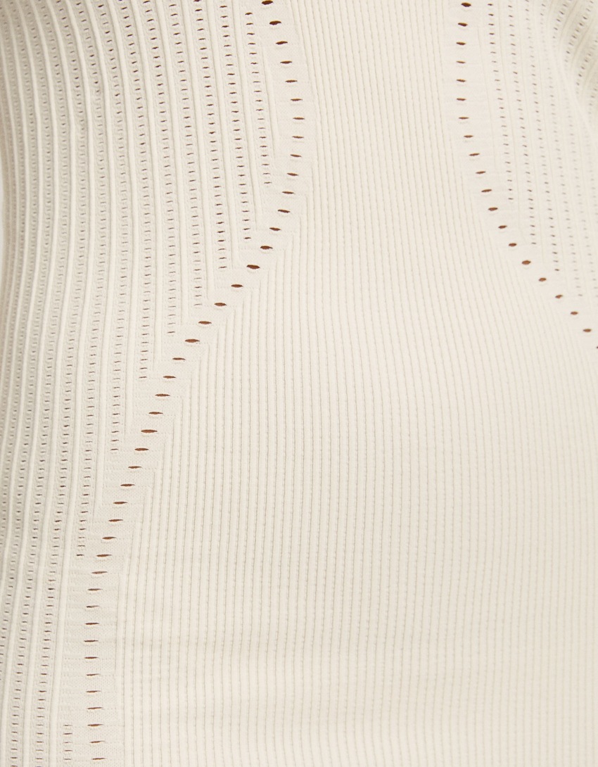 Vestido midi texturizado sem costuras com efeito desbotado