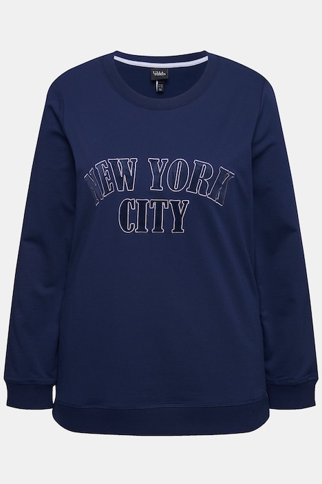 Sweat-Pullover, Stickerei, V-Ausschnitt, Langarm