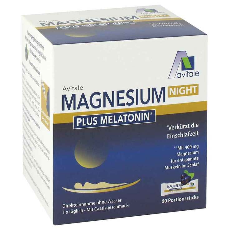 Magnesium Night plus 1 mg Melatonin Pulver, 60 St