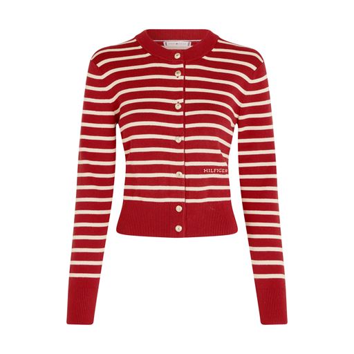 Tommy Hilfiger Mini Stripe Cardigan, Dark Magma/Ivory, S
