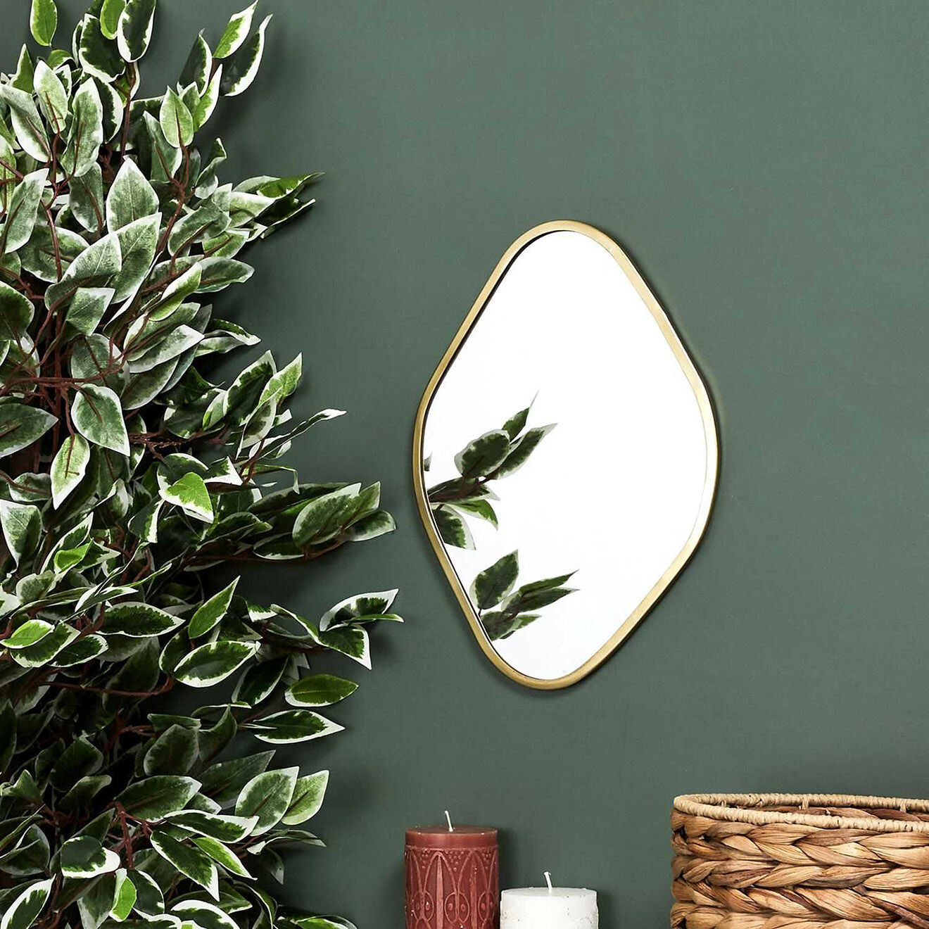 Home Deco Factory Miroir déco contour doré losange cuivre - 25x34 cm