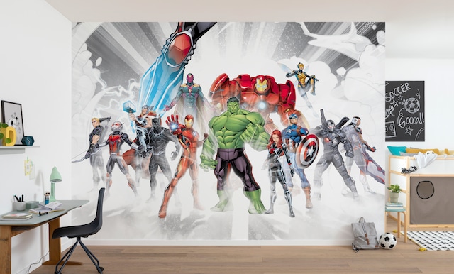 Komar Fototapete »Avengers Unite - Grösse 368 x 254 cm« bedruckt glatt Kinderzimmer