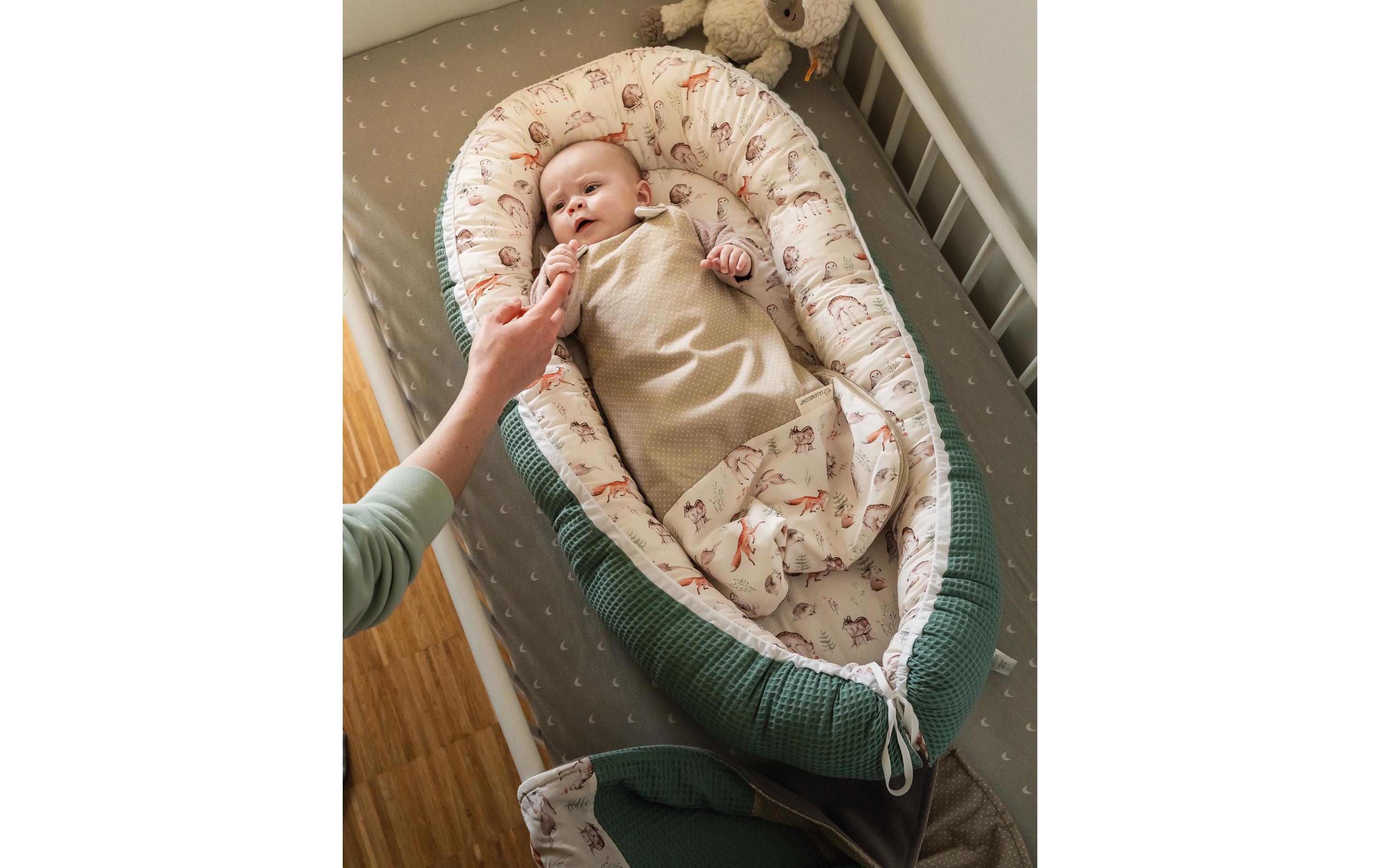 Babynest Cocoon Waldfreunde 55 x 95 cmGemütliches Babynest für Neugeborene, 100% Oekotex, Made in EU
