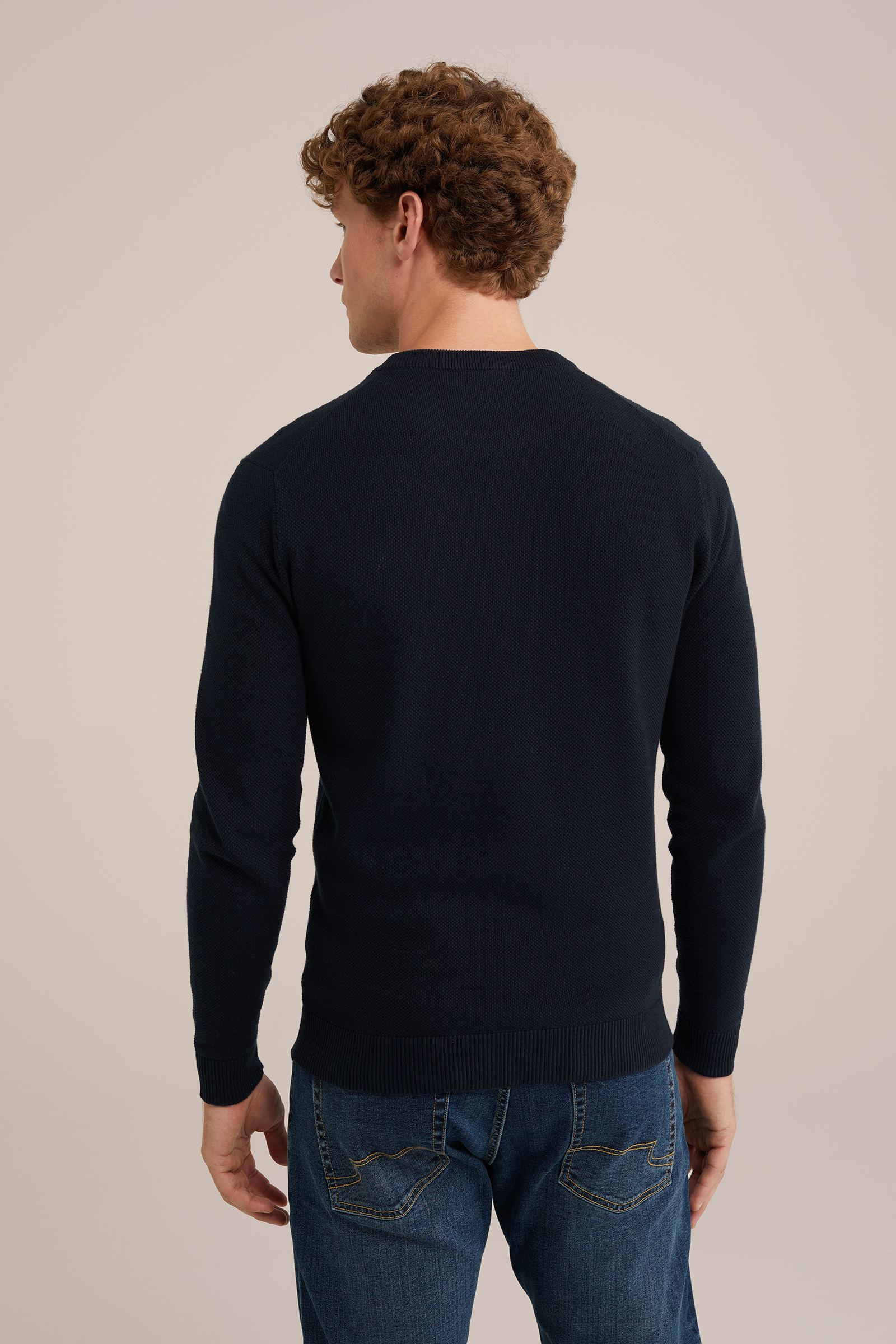 trui met structuur WE Fashion Donkerblauw