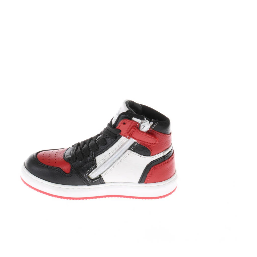 Hip leren sneakers rood/zwart/wit