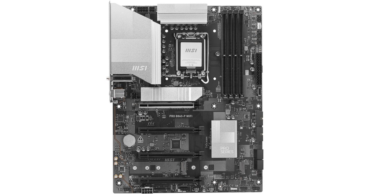MSIPRO B860-P WIFI socket 1851 moederbord  (zilver, RAID, 5Gb-LAN, Wi-Fi 7, BT, Sound, ATX)